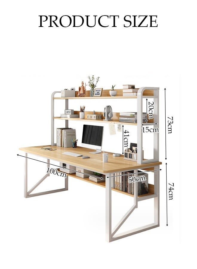 Spides Multifunctional Computer Desk Large Metal Frame Game Table with Storage Shelves Ergonomic PC Desktop Office Computer Desk Table Y Shaped Table Leg Home Office Computer Game Desks Workstation Table for Home Office,Study, Work - Image 4